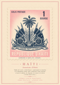 Maison Hibiscus | Affiche Vintage – Armoiries haïtienne (rose)
