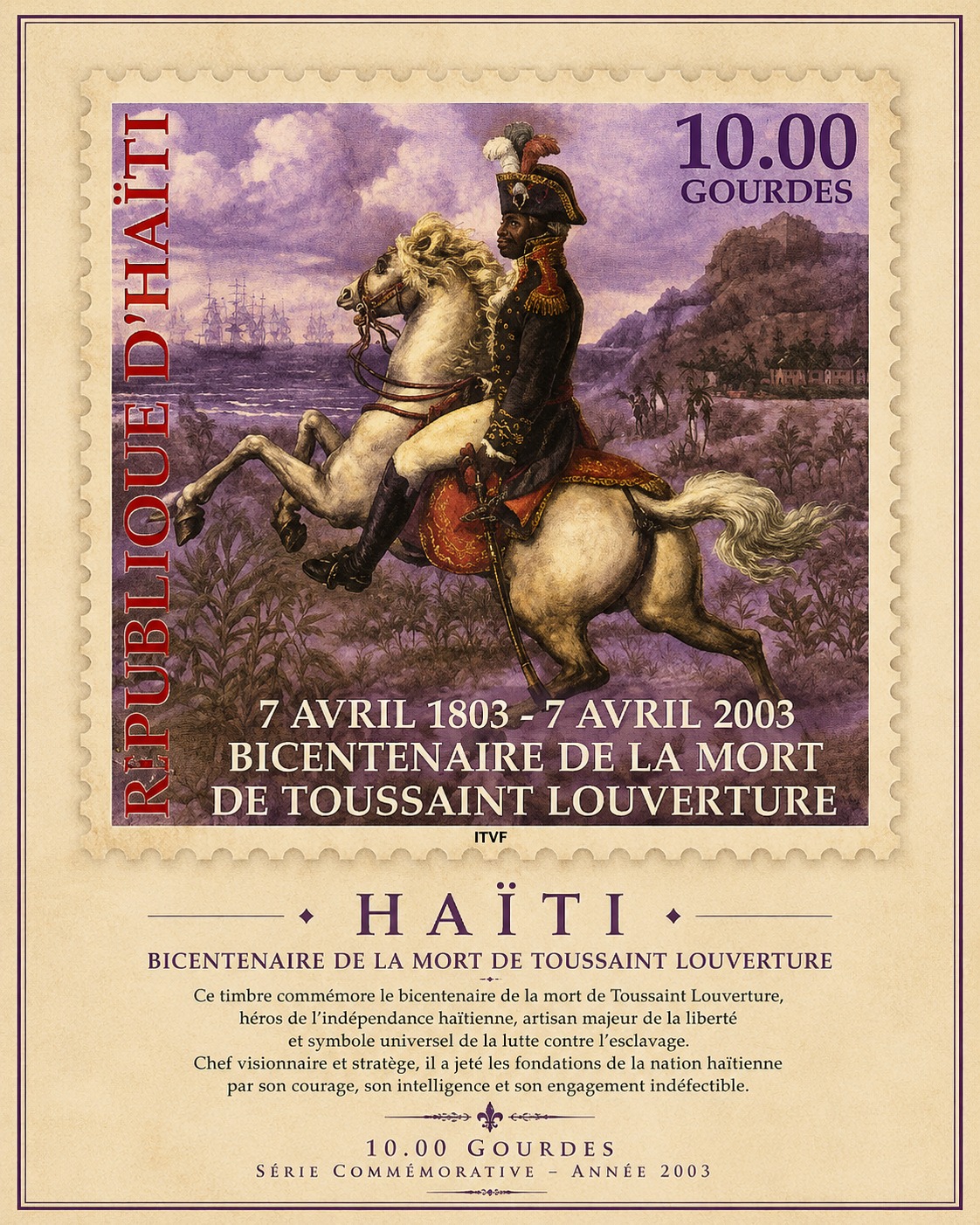 Maison Hibiscus | Affiche Vintage – Bicentenaire de la mort Toussaint Louverture