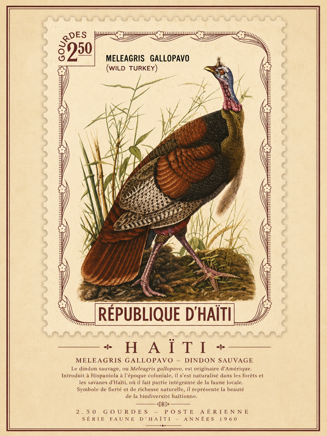 Maison Hibiscus | Affiche Vintage – Dindon sauvage d'Haïti