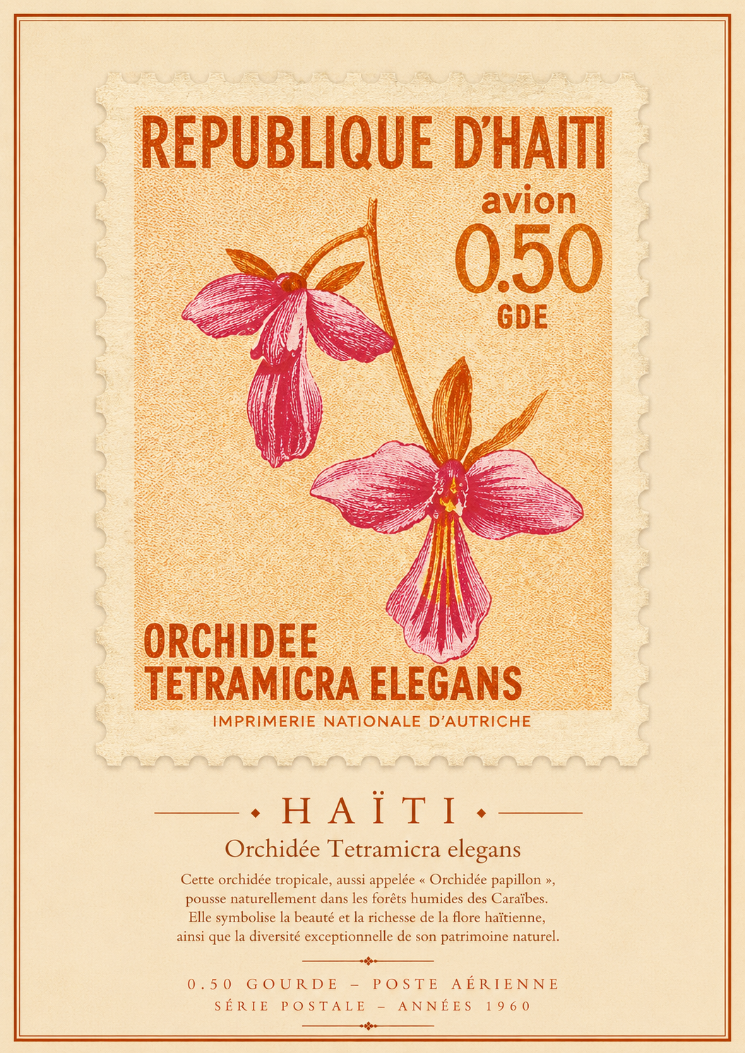 Maison Hibiscus | Affiche Vintage – Orchidée rose